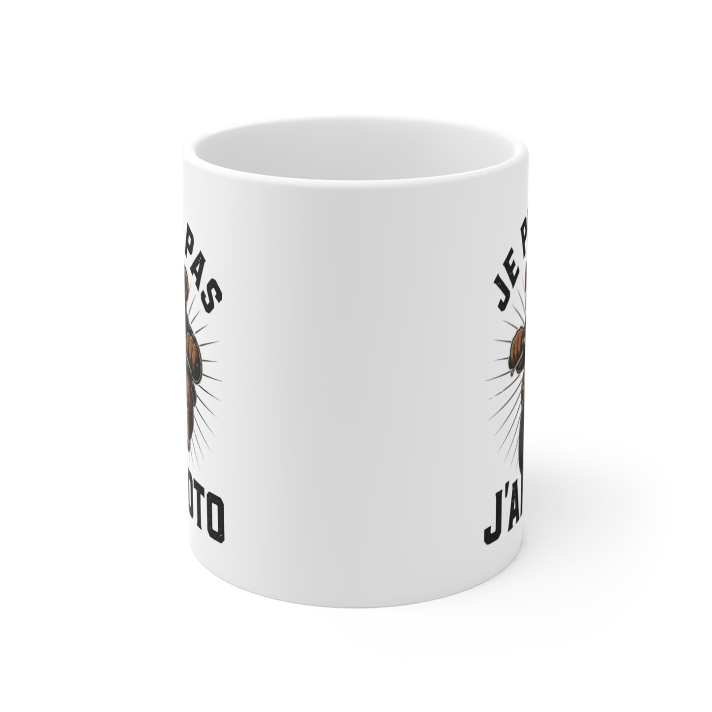 Tasse Je Peux Pas J’Ai Moto – Mug Ours Motard Humoristique – Cadeau Biker Homme Femme 325ml
