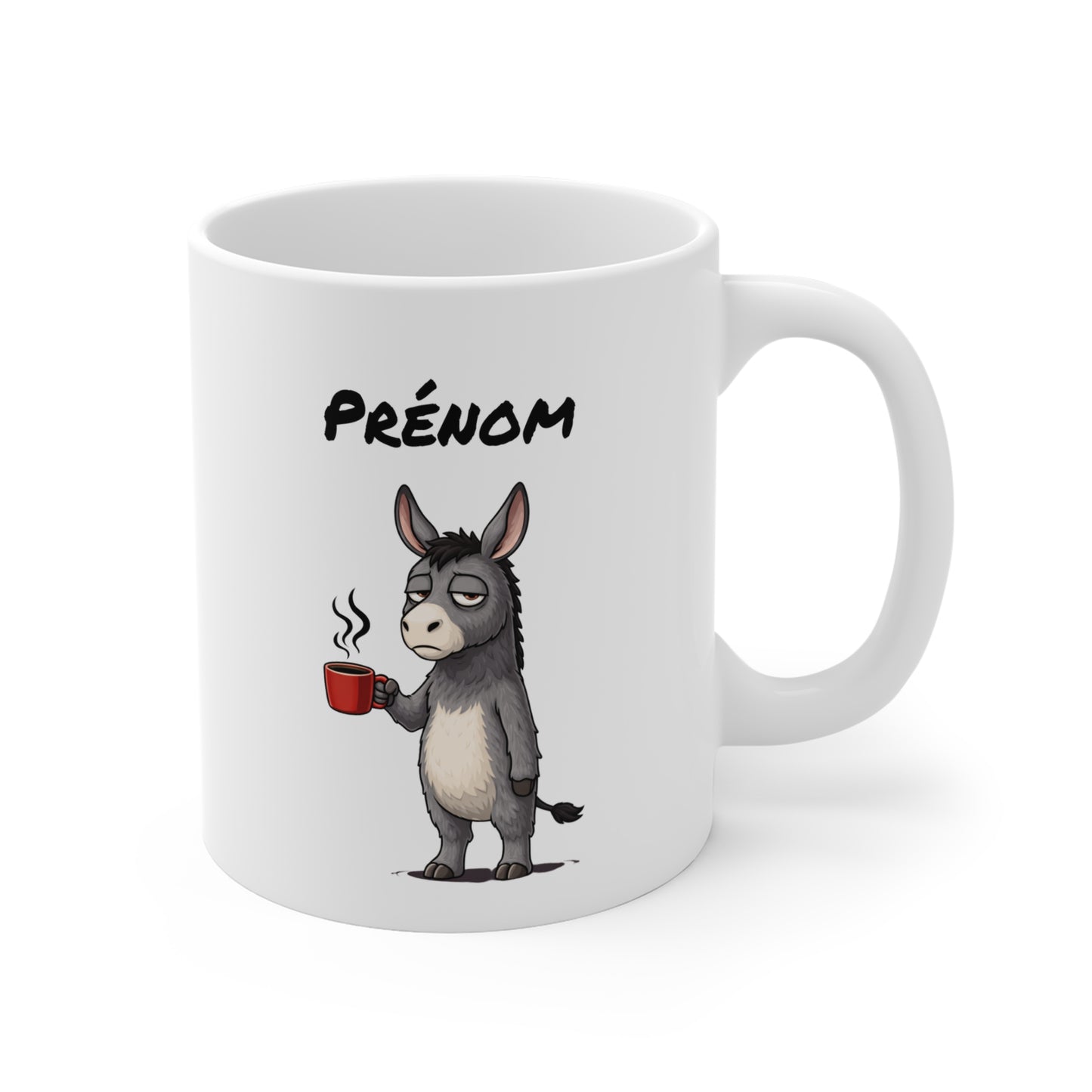 Tasse Âne avec Café – Mug Animal Humoristique Fatigue – Illustration Âne Drôle 325ml – Cadeau Original