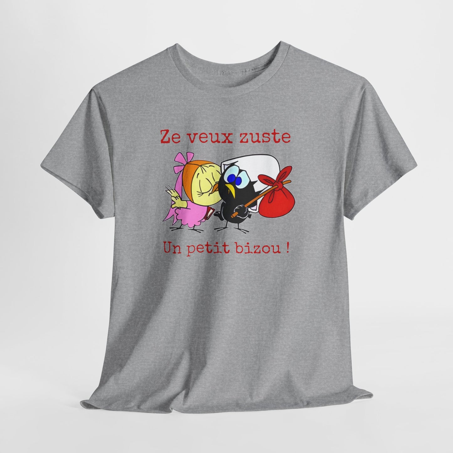T-Shirt Calimero Humour Cartoon – Ze Veux Zuste Un Petit Bizou – Tee Shirt Vintage Drôle Homme Femme