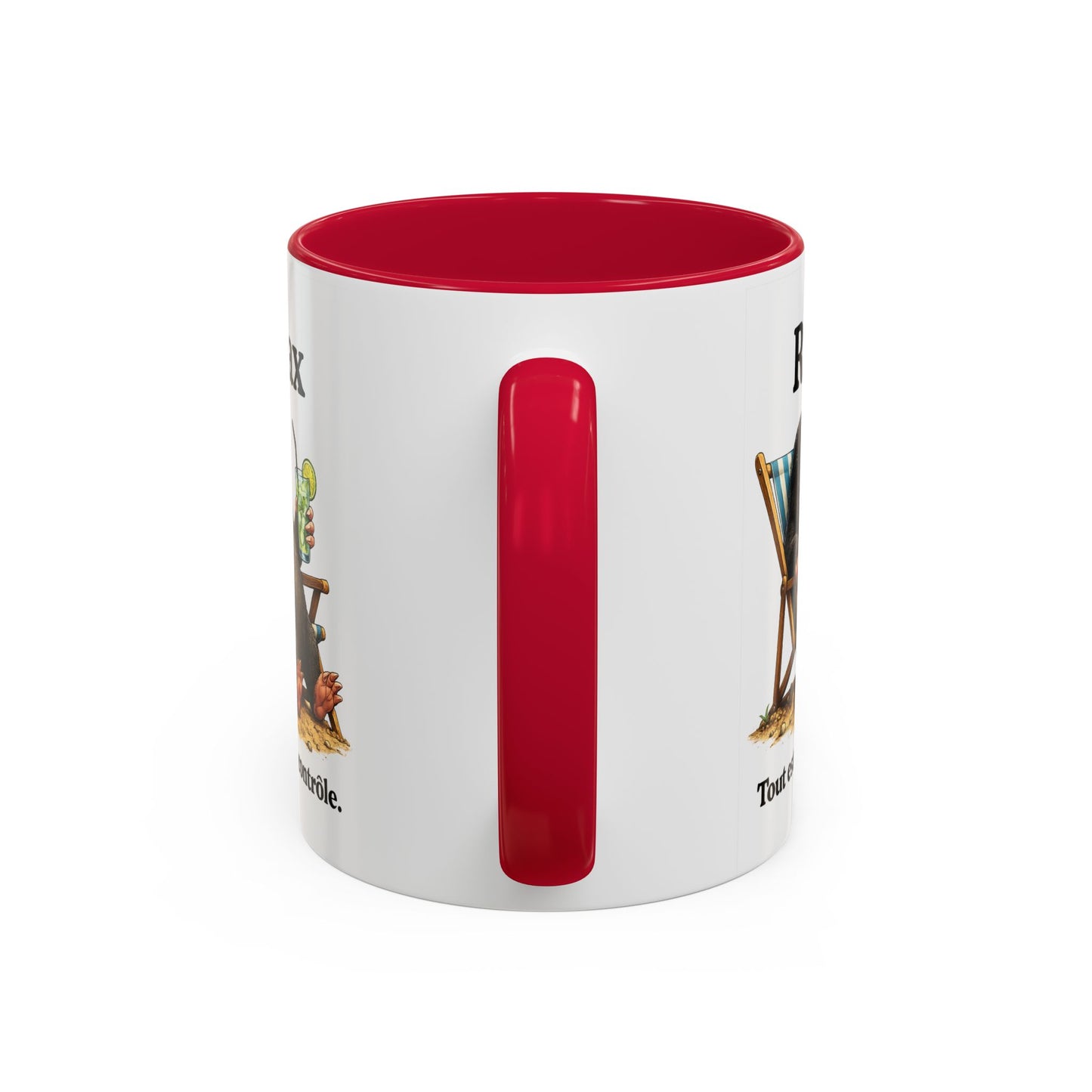 Mug Humoristique Taupe Relax – Tasse Café Détente Vacances – Cadeau Original Homme et Femme, Ami Collègue Noir Bleu Rouge