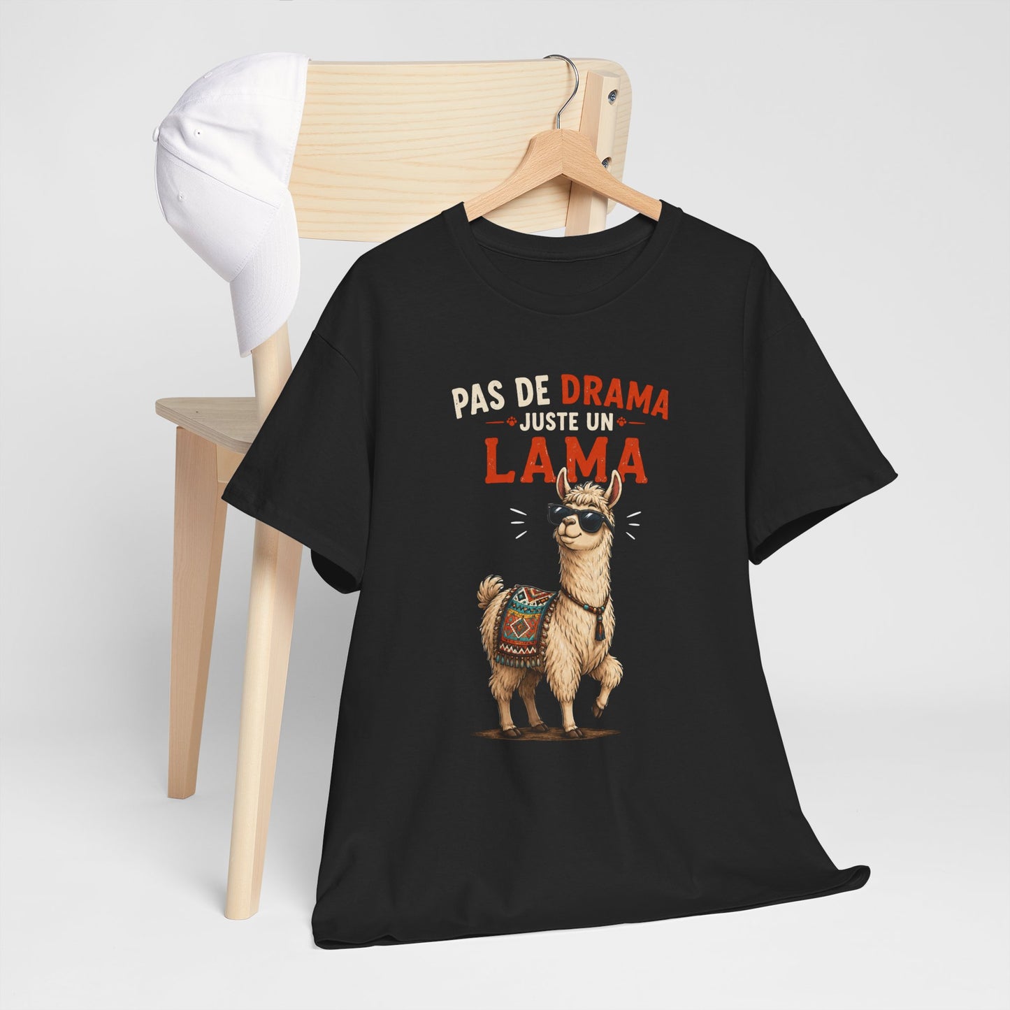 T-Shirt Humour Homme et Femme – Lama Drôle avec Lunettes – Animal Rigolo – Cadeau Original Anniversaire