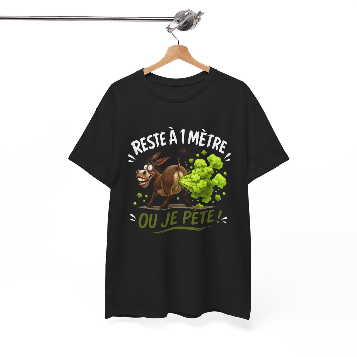 Tee-Shirt Humour Adulte Reste à 1 Mètre ou Je Pète – Âne Cartoon Drôle – Cadeau Homme Femme