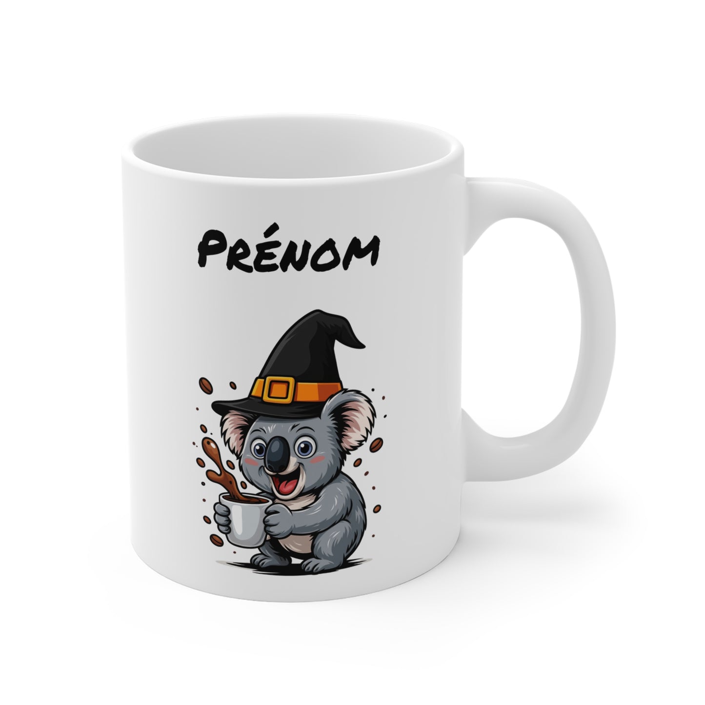 Mug Personnalisé Koala Sorcier Halloween 325ml – Tasse Céramique Prénom Drôle et Festif – Cadeau Original
