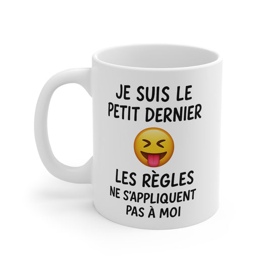 Tasse Céramique 325ml “Je Suis le Petit Dernier” – Mug Humour Famille Frères Sœurs – Cadeau Drôle