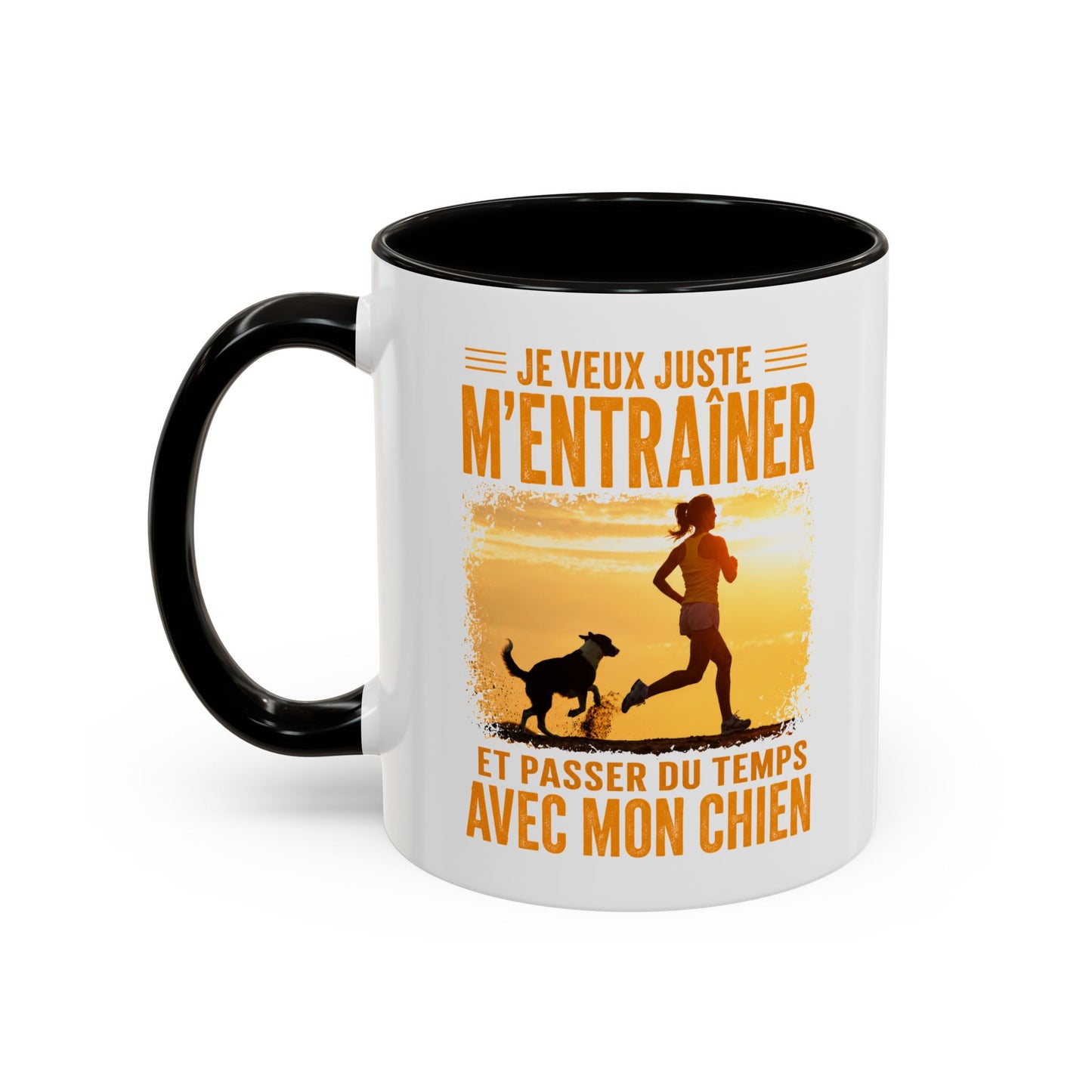 Mug Running Femme avec Chien – Tasse Course à Pied Jogging Sport – Cadeau Coureuse Amoureuse des Chiens Noir Bleu Rouge
