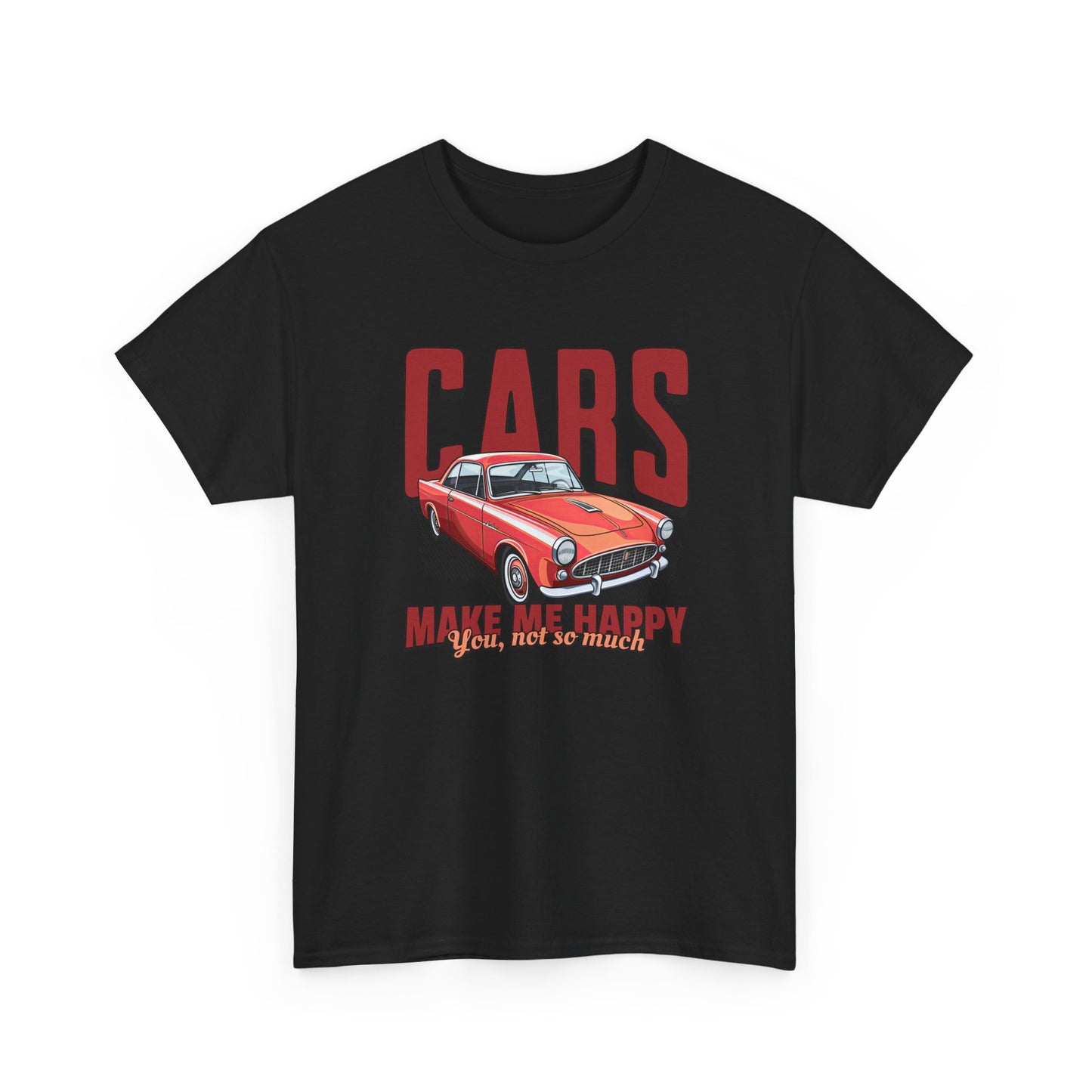 T-Shirt Cars Make Me Happy Homme Femme – Tee Shirt Voiture Vintage Humour – Cadeau Passion Automobile