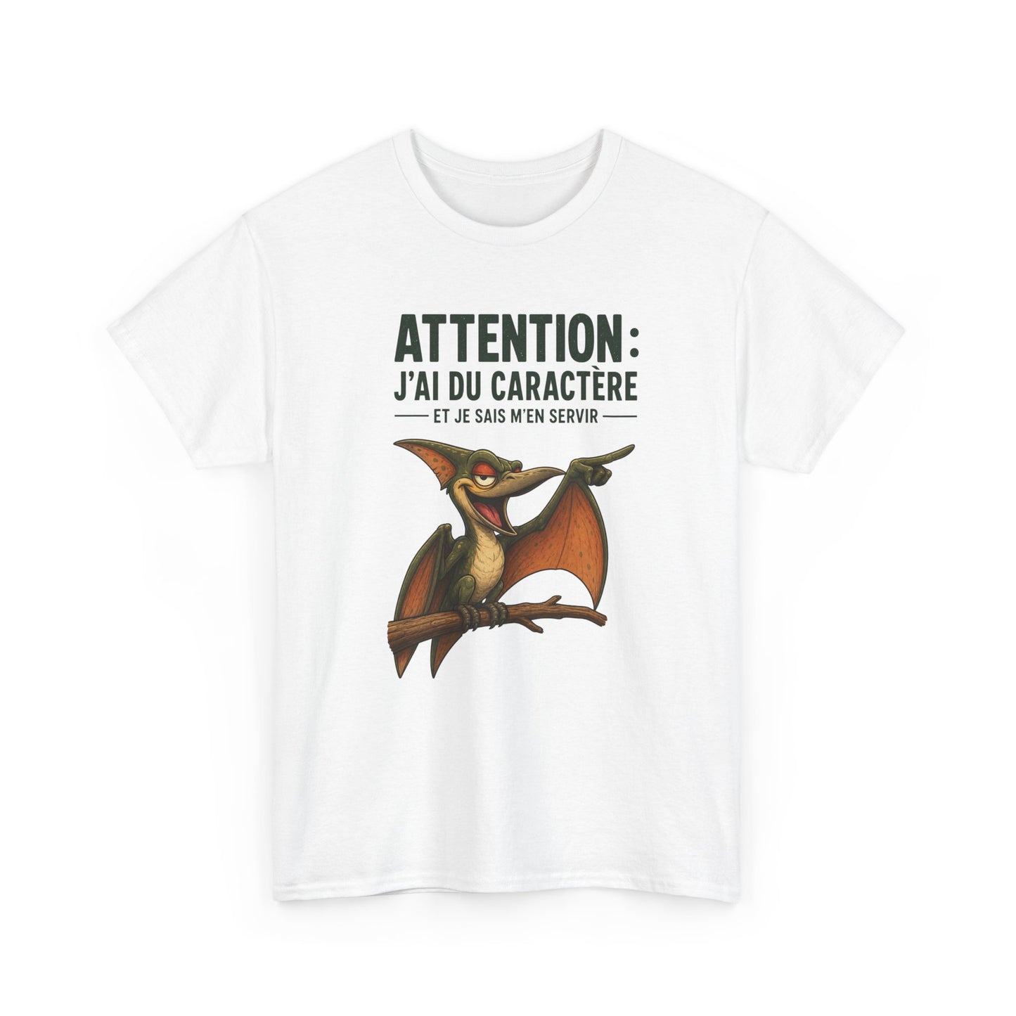 T-Shirt Humour Homme et Femme – Dinosaure Volant Drôle – Gros Caractère Sarcastique – Cadeau Original Anniversaire