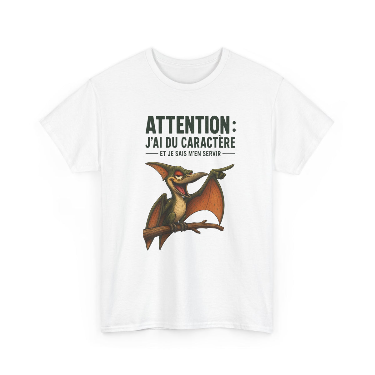 T-Shirt Humour Homme et Femme – Dinosaure Volant Drôle – Gros Caractère Sarcastique – Cadeau Original Anniversaire