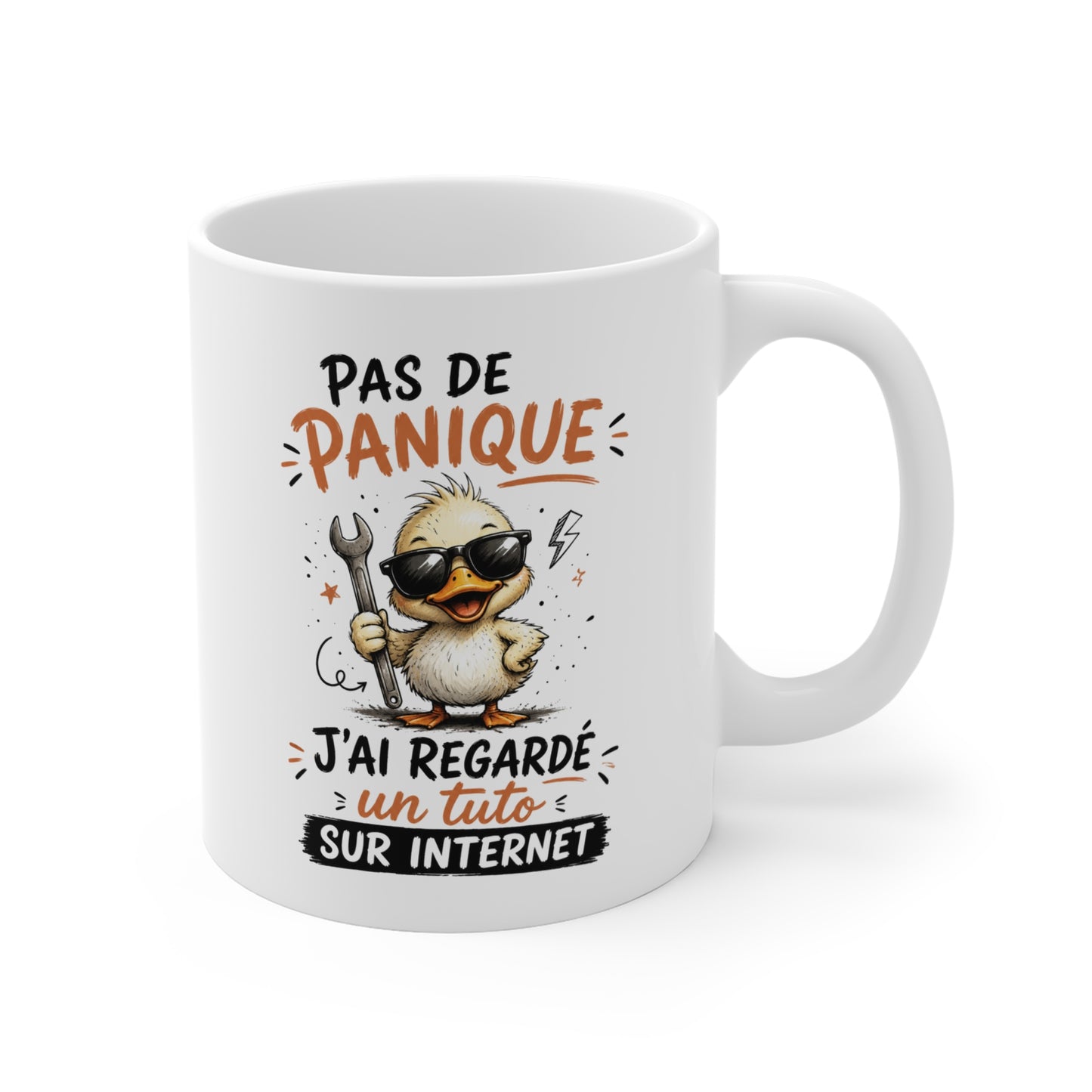 Tasse Pas De Panique J’Ai Regardé Un Tuto Sur Internet – Mug Humour Bricolage Canard – Cadeau Homme Femme 325ml