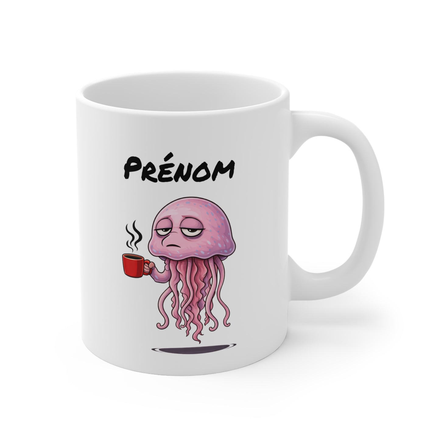 Tasse Méduse avec Café – Mug Animal Marin Humoristique Fatigue – Illustration Cartoon 325ml – Cadeau Original et Fun