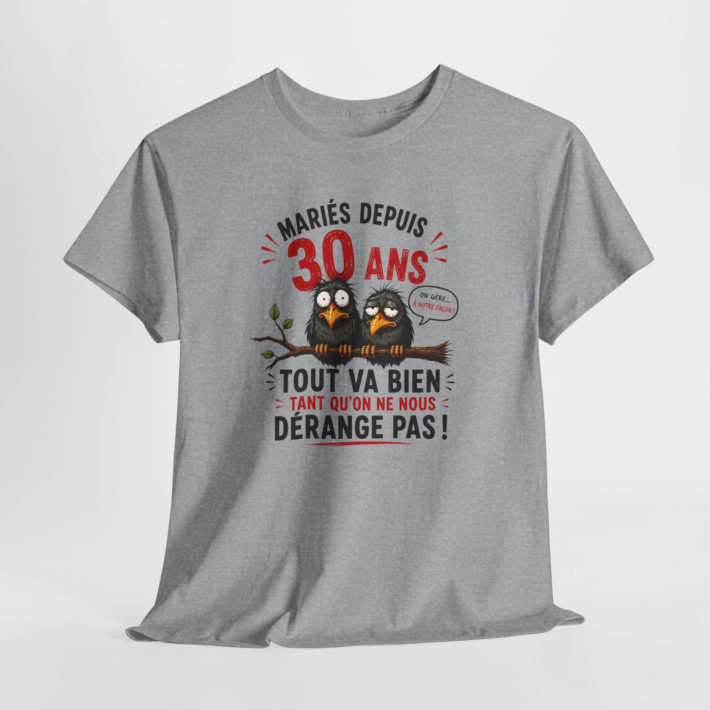 Tee-Shirt Homme Femme Mariés Depuis 30 Ans – Cadeau Anniversaire de Mariage Noces de Perle – Humour Couple Original