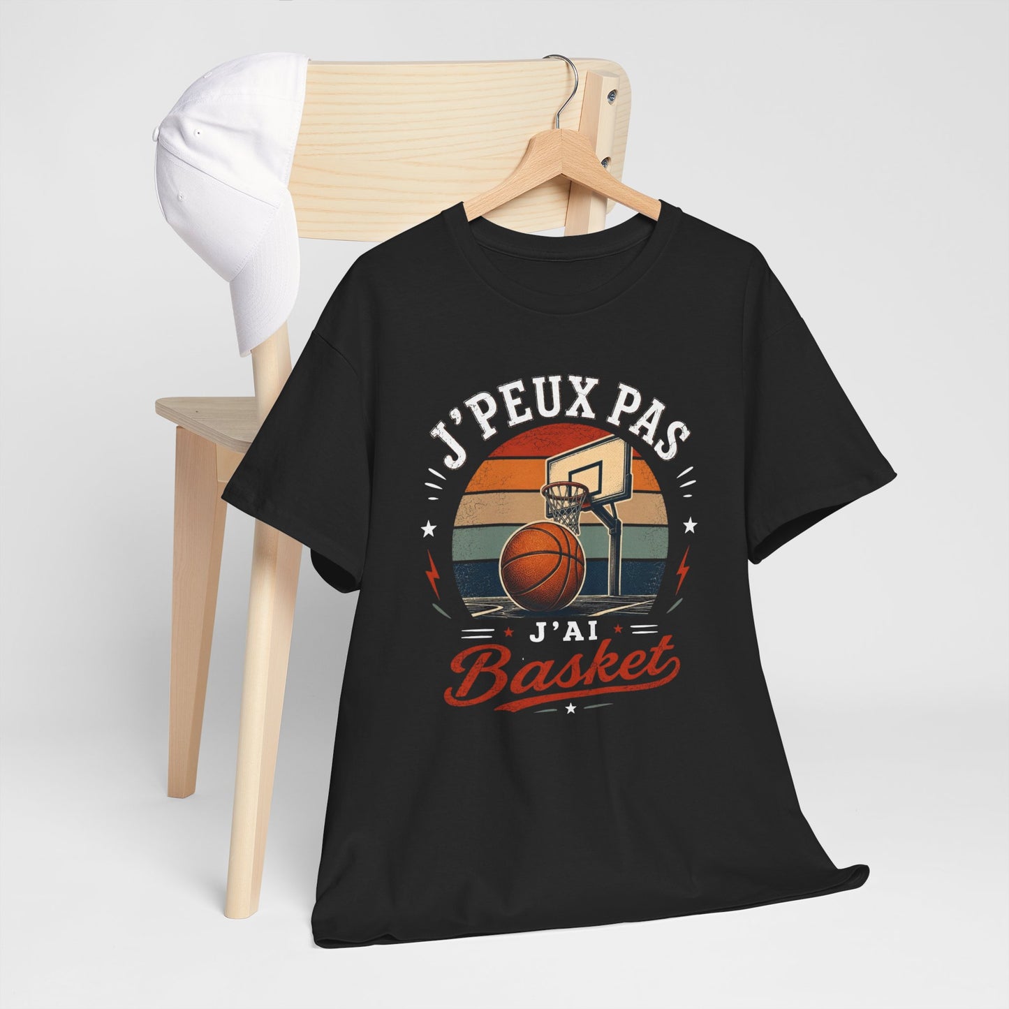 T-Shirt Basket Homme Femme – J’Peux Pas J’Ai Basket – Tee Shirt Basketball Vintage Joueur Basketteur Sport Équipe Terrain Panier Cadeau Passion Basket