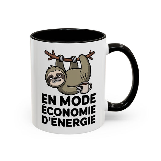 Mug Drôle En Mode Économie d’Énergie – Tasse Humoristique Paresseux Café – Cadeau Humour Bureau Fatigue 325ml