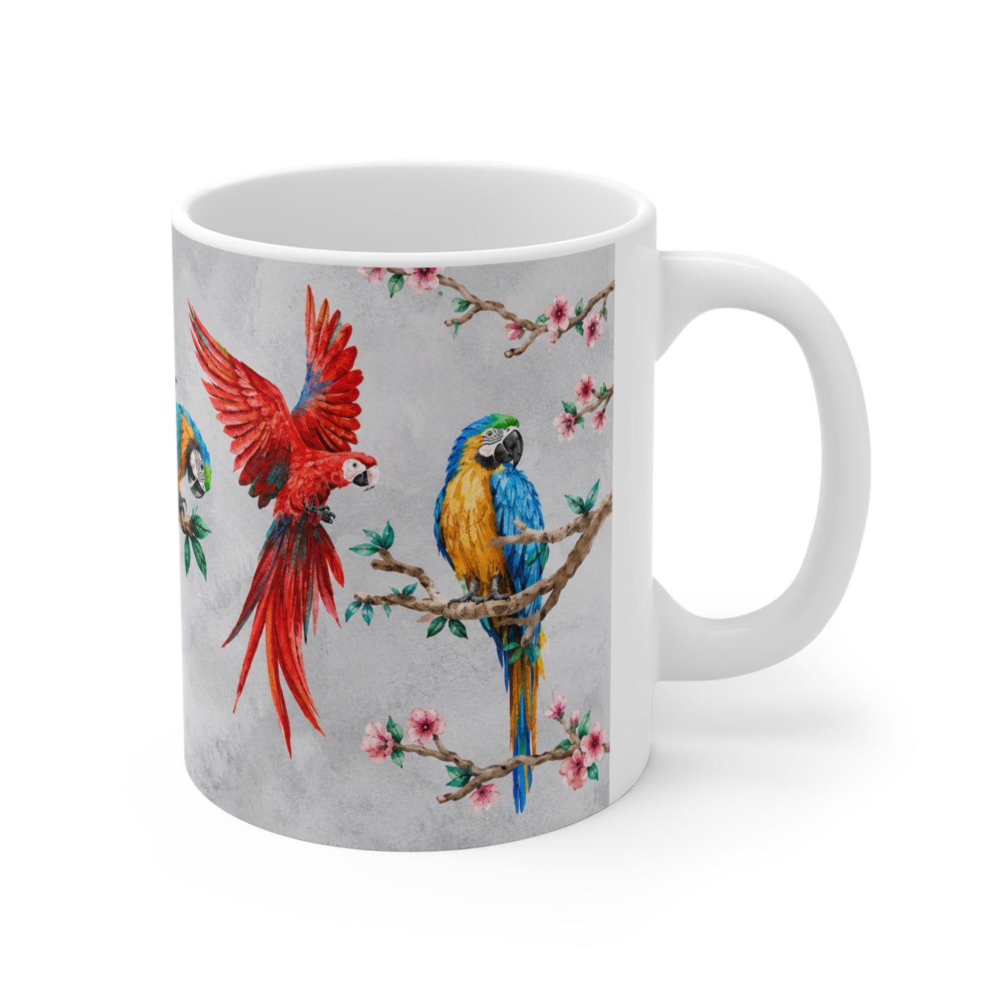 Tasse Perroquets Tropicaux – Mug Aras Colorés Aquarelle – Cadeau Amoureux Oiseaux Exotiques 325ml