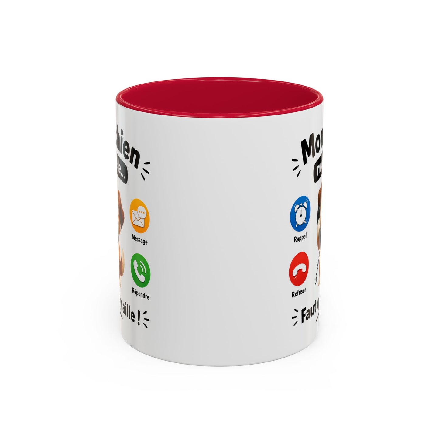 Tasse Mon Chien m’Appelle Faut que J’y Aille – Mug Humour Chien – Cadeau Femme Homme Amoureux des Chiens 325ml