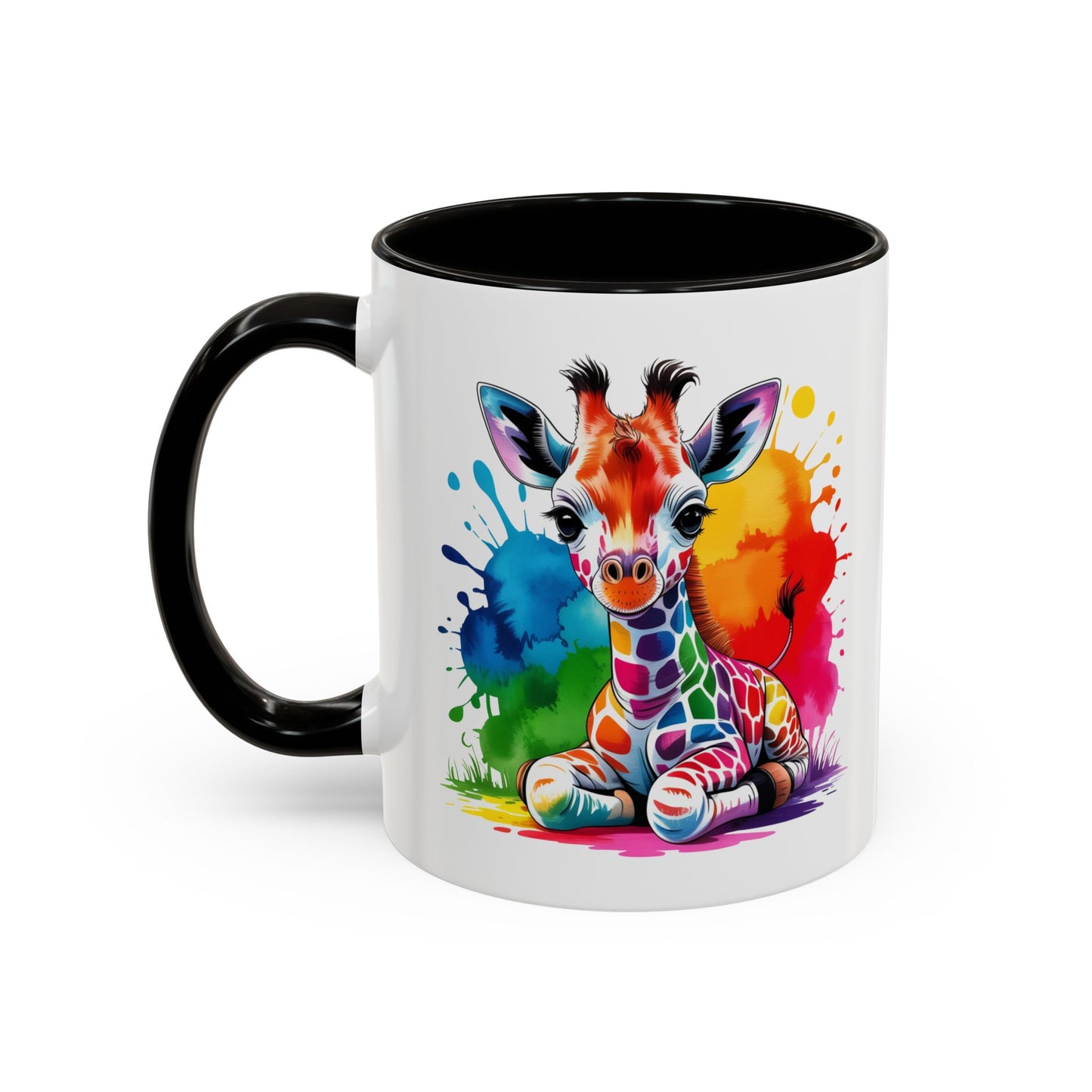 Mug Girafe Colorée Style Aquarelle – Tasse Animaux Kawaii Moderne – Idée Cadeau Originale 325ml