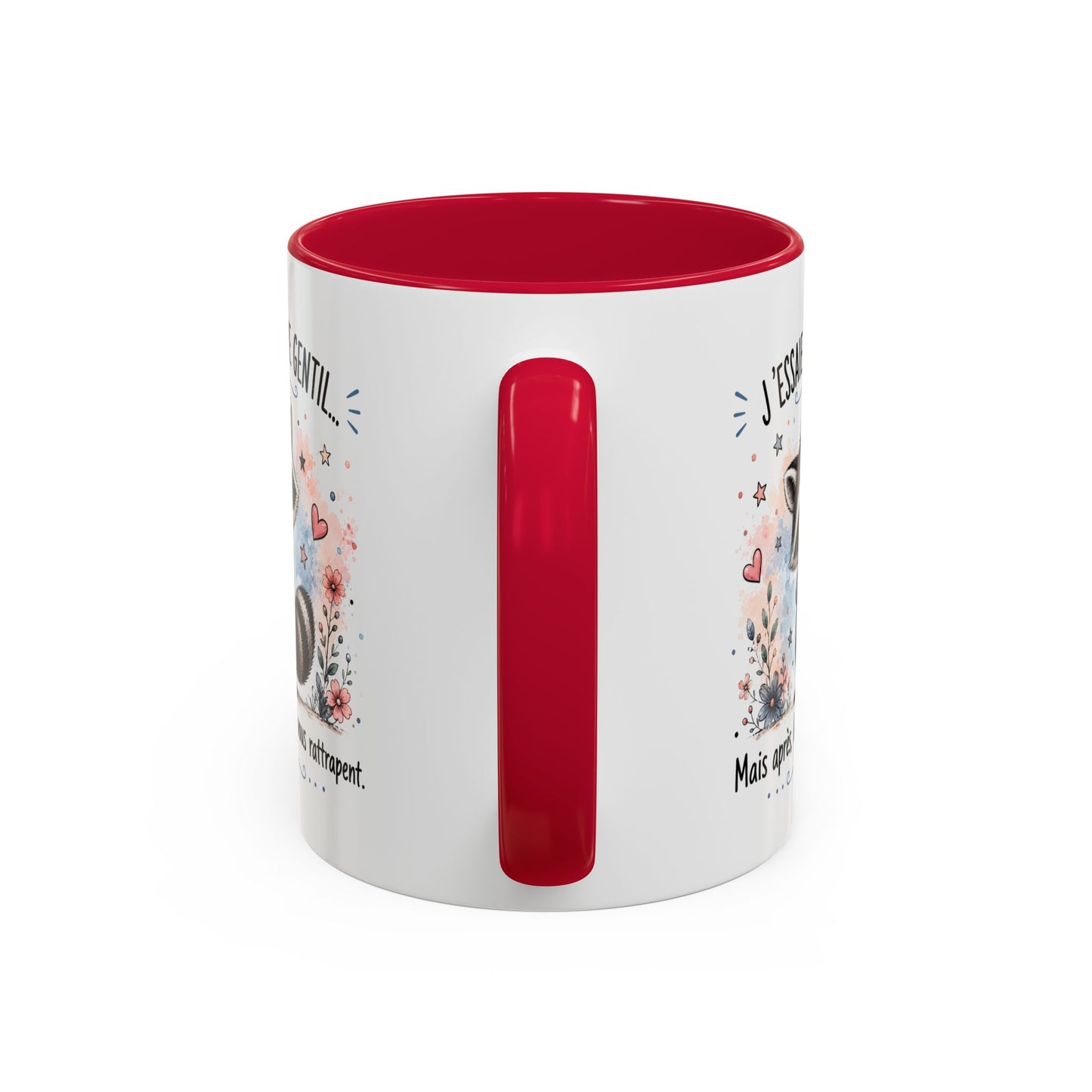 Tasse Raton Laveur Drôle Homme Femme – Mug J'essaie d'être gentil mais après les gens vous rattrapent – Cadeau Humour 325 ml