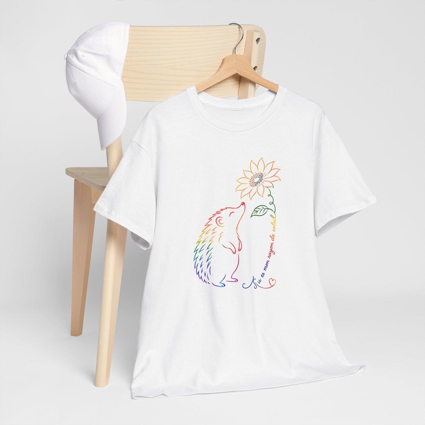 Tee Shirt Femme Hérisson Tournesol Coloré Fleur Nature Animal Mignon Cadeau Original