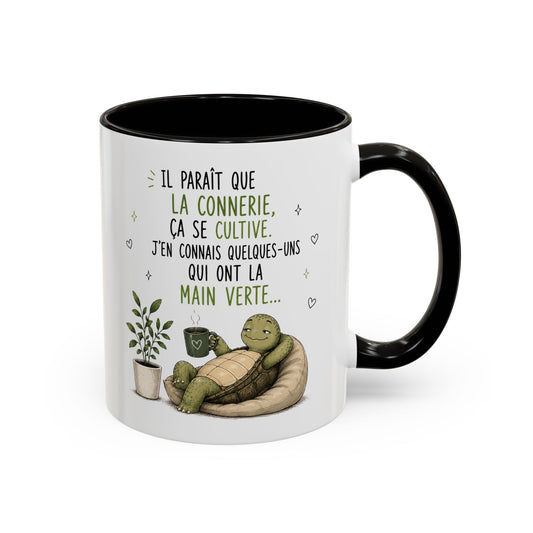 Tasse Tortue Drôle Homme et Femme – Mug Humour Jardinage Plantes Main Verte – Cadeau Original Amusant 325 ml