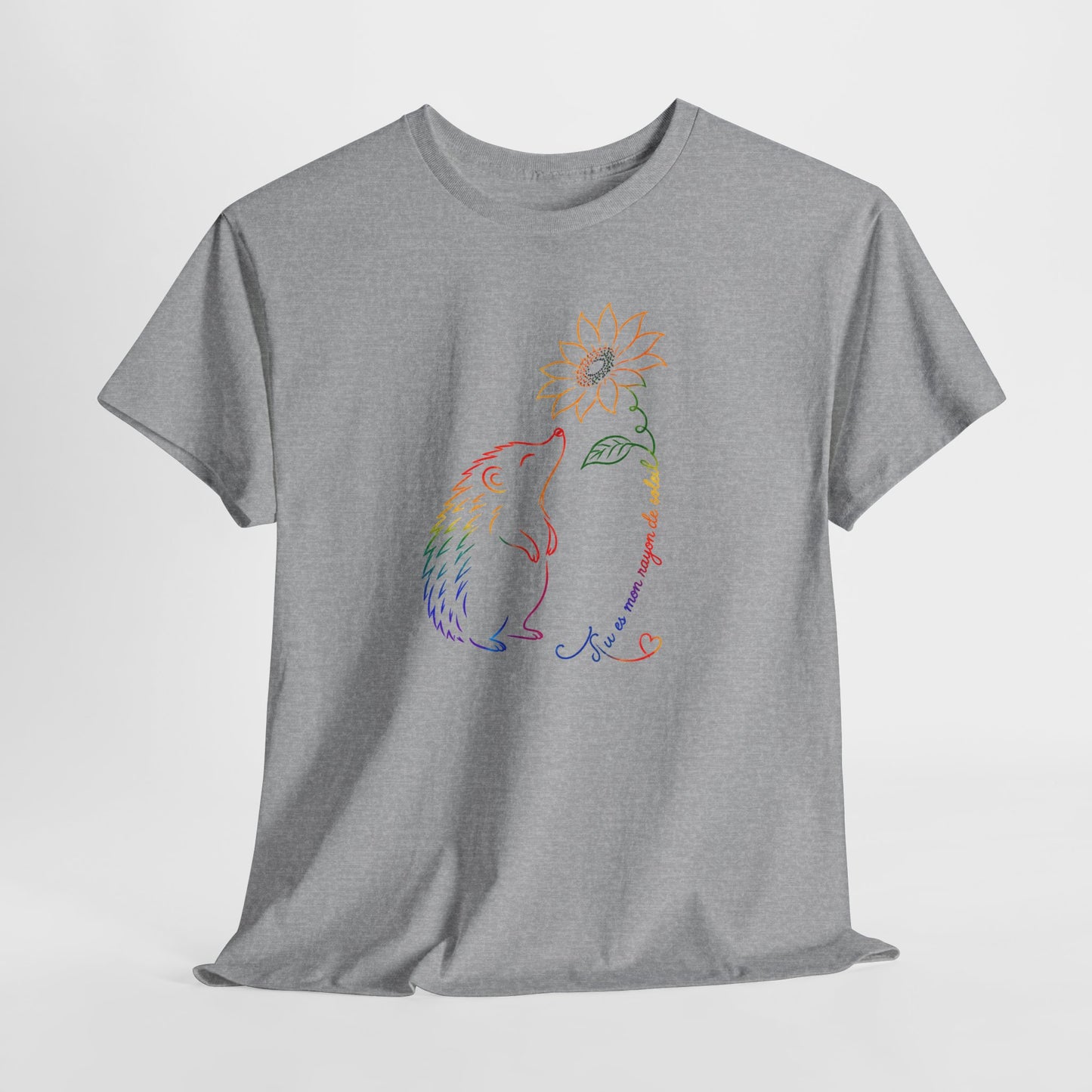 Tee Shirt Femme Hérisson Tournesol Coloré Fleur Nature Animal Mignon Cadeau Original