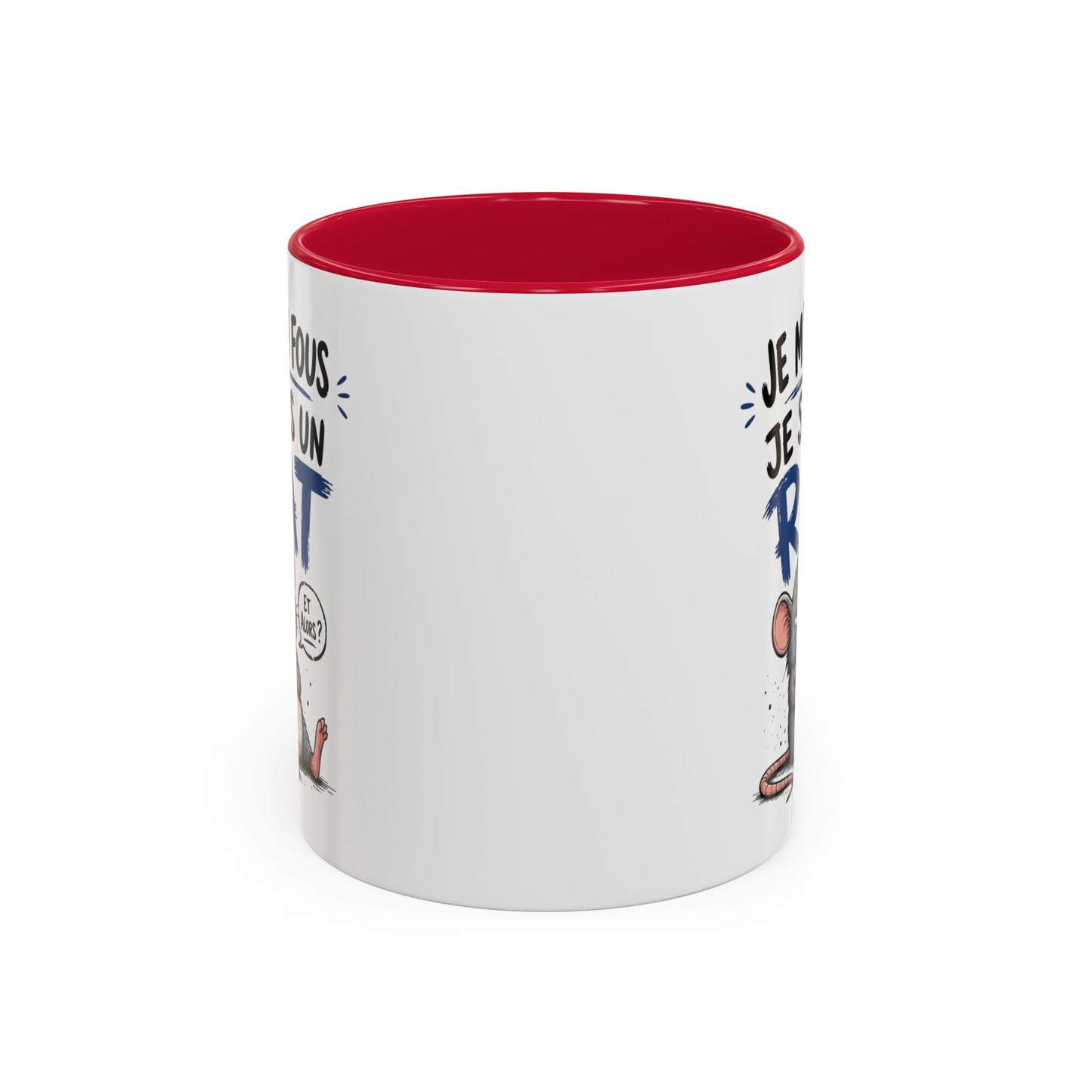 Mug Humour Sarcastique – Je M’en Fous Je Suis Un Rat – Tasse Souris Drôle et Décalée – Cadeau Original Céramique 325ml Noir Bleu Rouge
