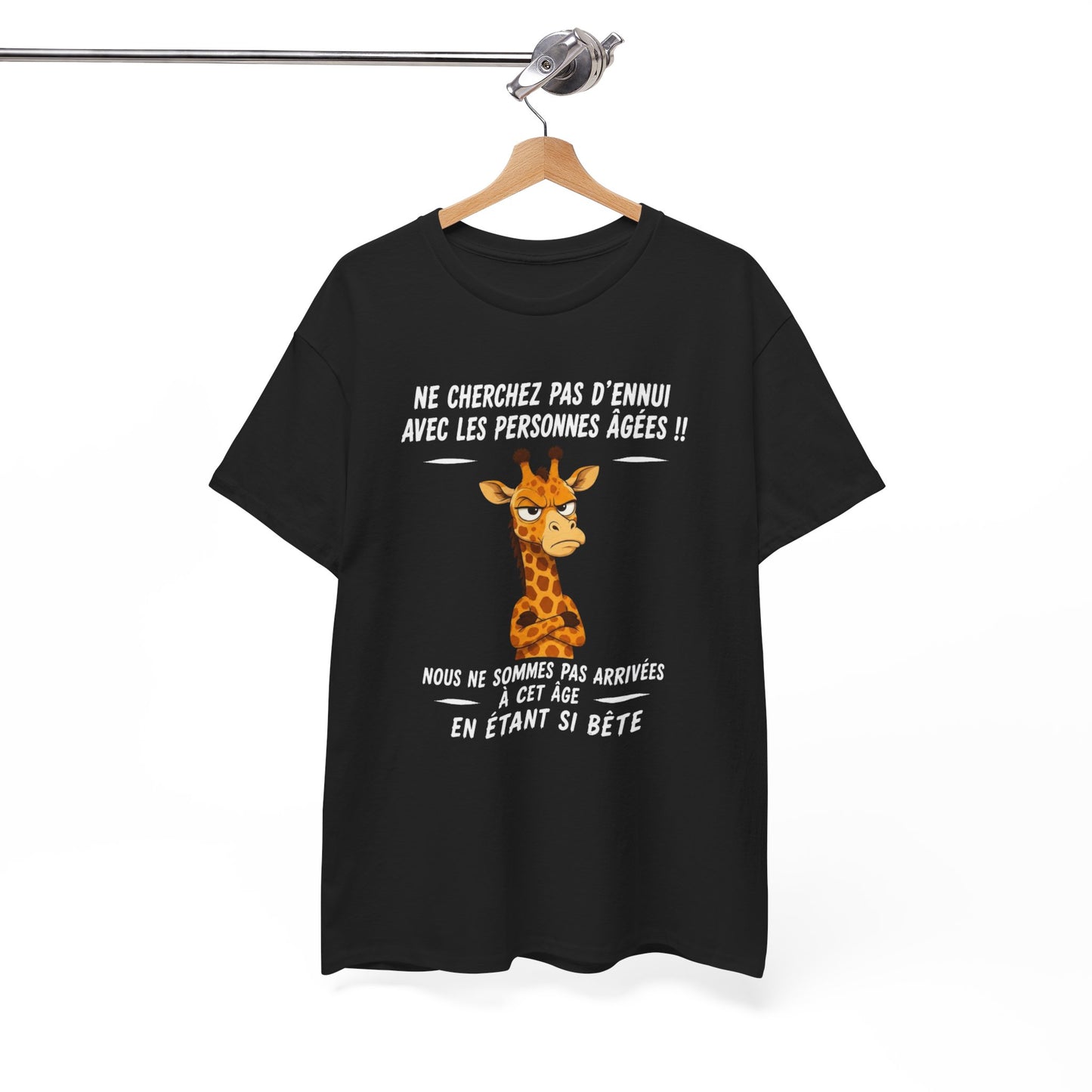 Tee-Shirt Humour Senior Retraité – Cadeau Homme Femme Personne Âgée – Girafe Drôle Anniversaire Retraite