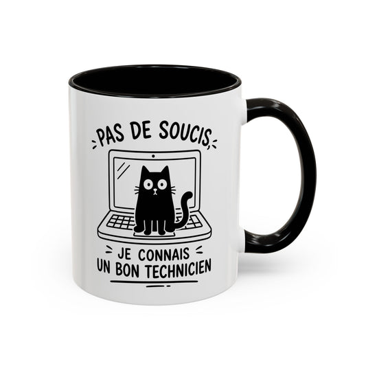 Tasse Humour Informatique Homme et Femme – Mug Drôle Chat Ordinateur Technicien – Cadeau Original Geek Informaticien 325 ml