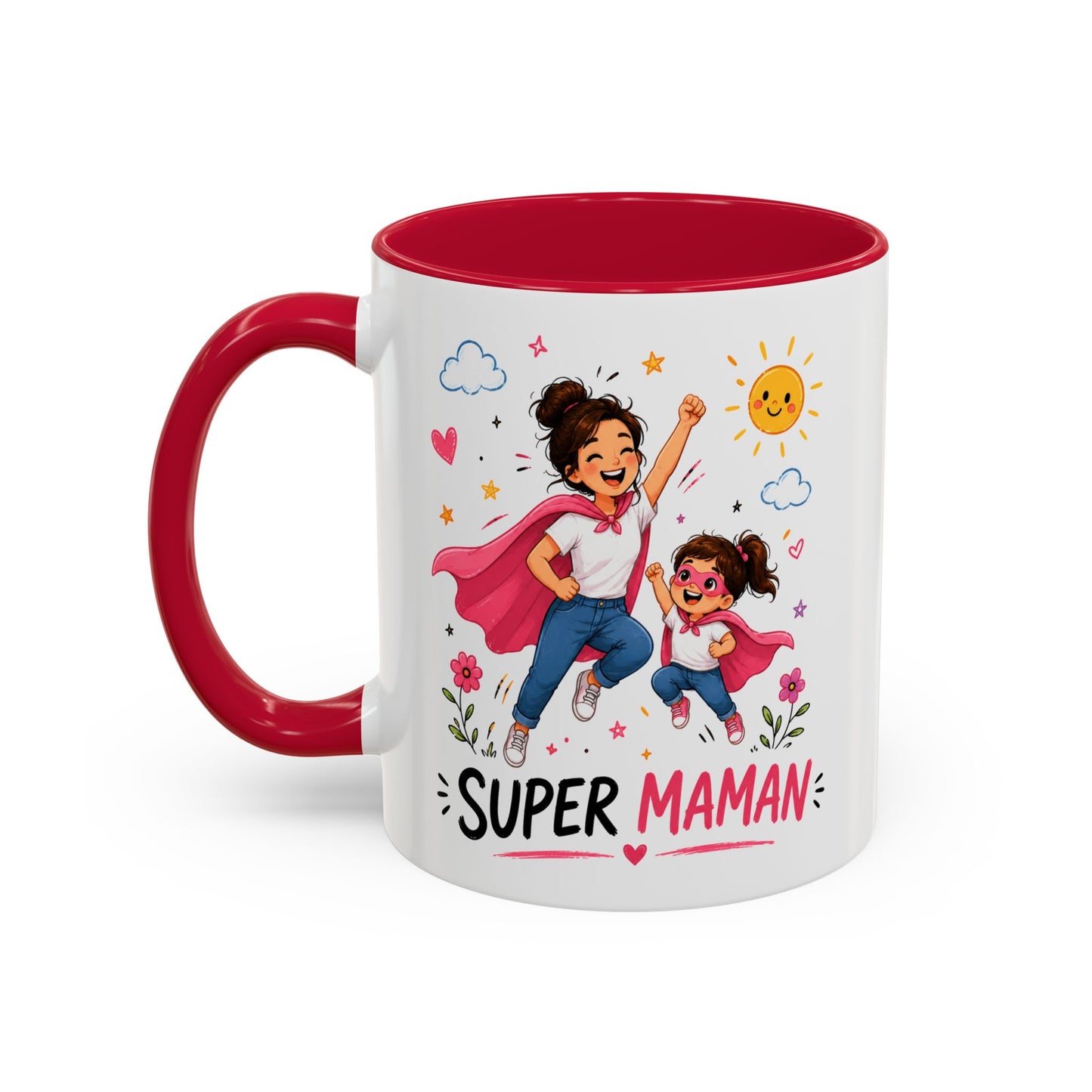 Tasse Super Maman Héroïne – Mug Mère Fille Super Héros Rose – Cadeau Fête Des Mères Femme 325ml
