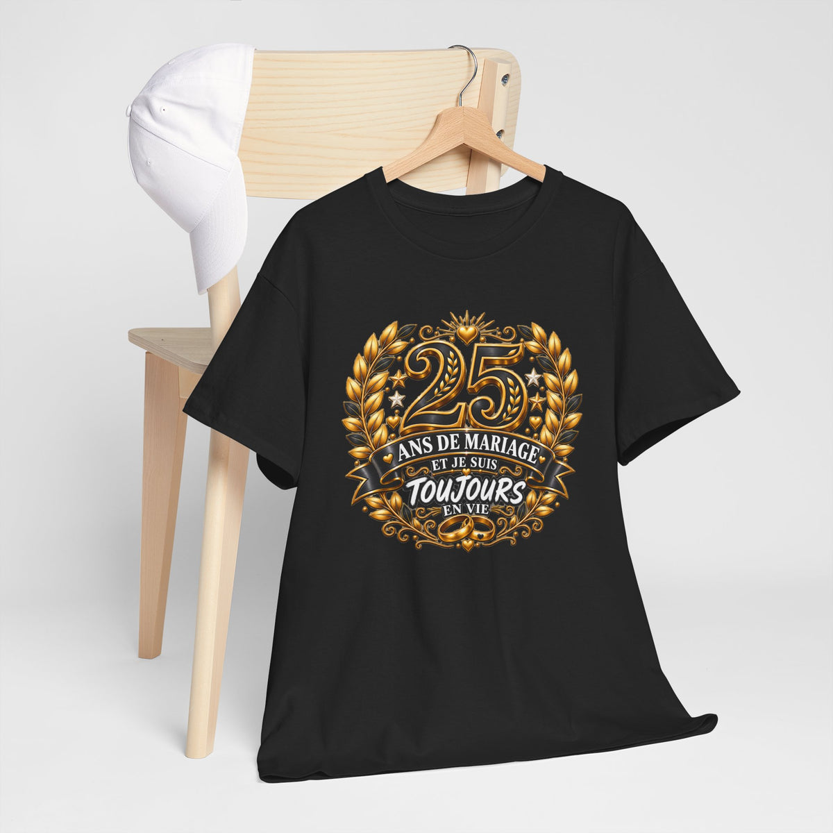 Tee Shirt 25 Ans de Mariage Homme Femme – Toujours en Vie – T-Shirt Humour Anniversaire de Mariage Couple Cadeau Original