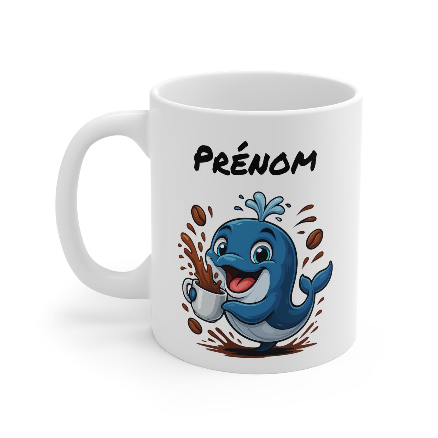 Tasse Personnalisable Baleine Café – Mug Prénom Cartoon – Cadeau Original Amateur de Café 325ml
