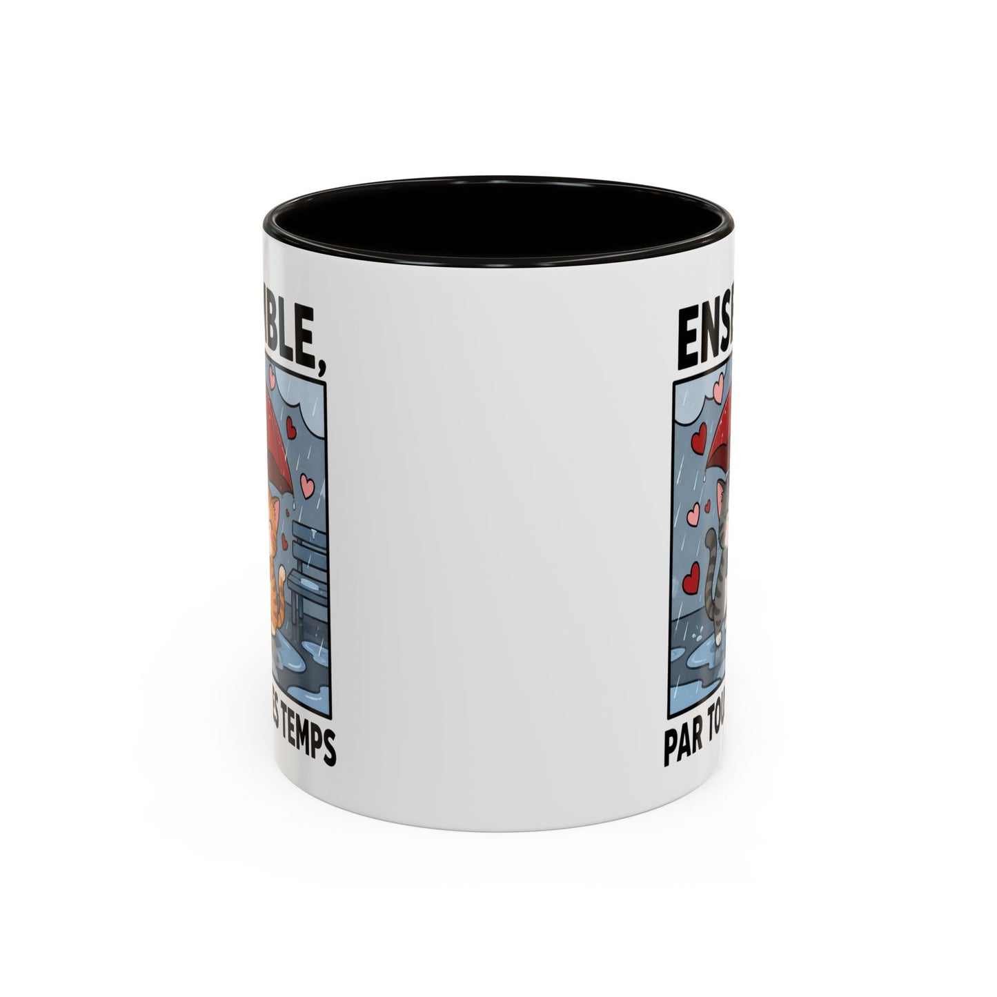 Tasse Ensemble Par Tous Les Temps – Mug Couple Chats Amoureux – Cadeau Saint-Valentin Homme Femme 325ml