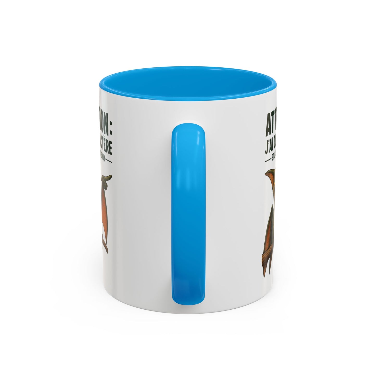 Mug Humoristique – Tasse Dinosaure Volant au Fort Caractère – Cadeau Original Homme et Femme, Ami ou Collègue – 325 ml Noir Bleu Rouge