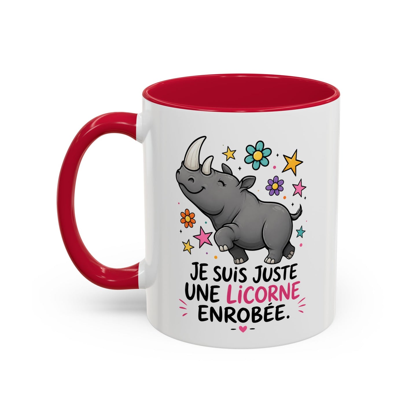 Mug Femme Humoristique – Tasse Rhinocéros Licorne – Idée Cadeau Originale Anniversaire Amie Collègue – 325 ml Noir Bleu Rouge
