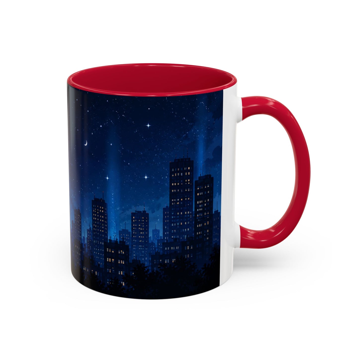 Tasse Ville de Nuit et Étoiles – Mug Skyline Urbain et Ciel Nocturne – Design Moderne Relaxant – Céramique 325ml