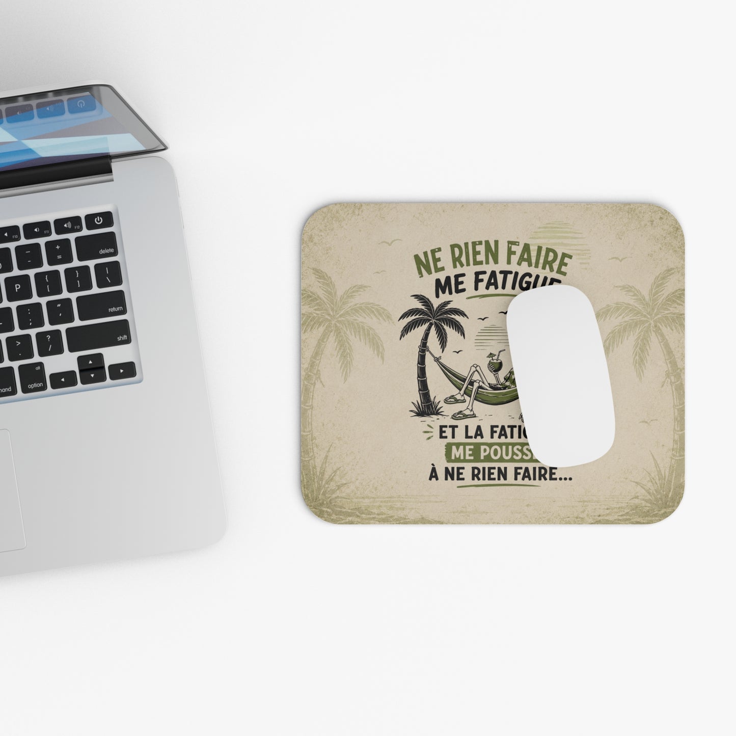 Tapis de Souris Humour 22x18cm Ne Rien Faire Me Fatigue Cadeau Homme Femme Bureau Télétravail Paresse Vacances