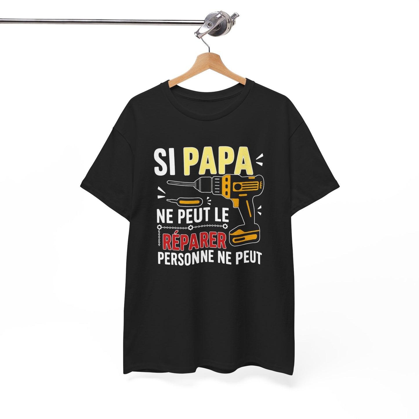 Tee-Shirt Papa Bricoleur Humour – Cadeau Père Bricolage Atelier Outils Perceuse Homme