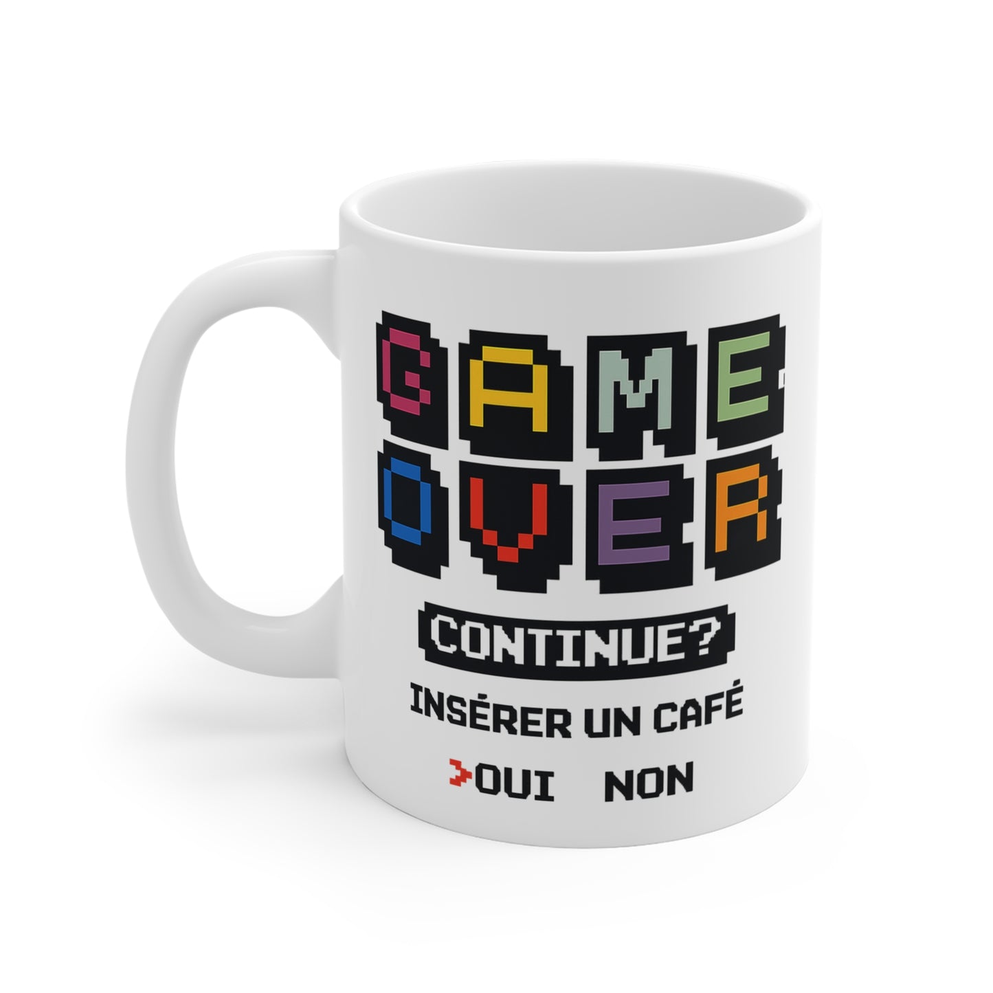 Mug Gamer Rétro – Game Over Continue Insérer Un Café – Tasse Gaming Pixel Arcade – Cadeau Geek Original 325 ml