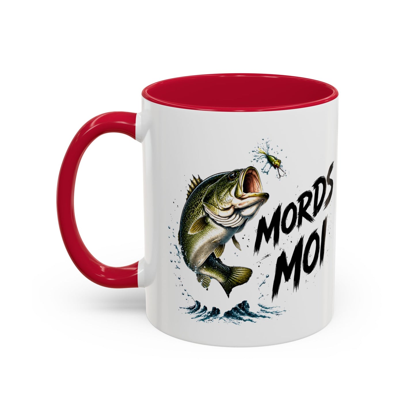 Mug Pêche Humoristique – Tasse Poisson avec Leurre – Cadeau Homme Amateur de Lac, Rivière et Plein Air – 325 ml Noir Bleu Rouge
