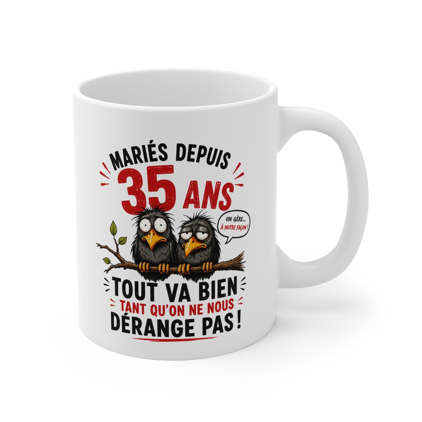 Tasse Mariés Depuis 35 Ans – Mug Humour Anniversaire de Mariage 35 Ans Homme Femme – Cadeau Noces de Rubis 325 ml