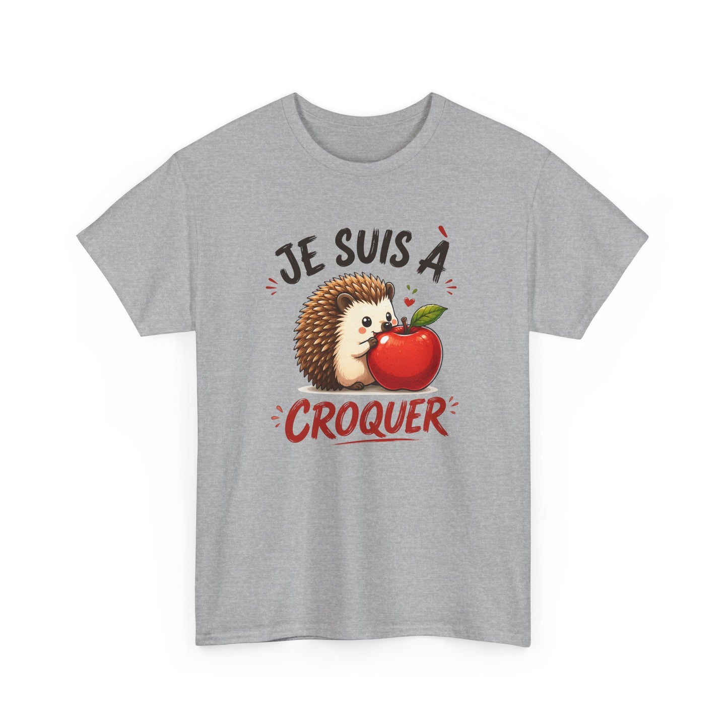 Tee Shirt Je Suis À Croquer – T-Shirt Hérisson Mignon avec Pomme – Cadeau Humour Animal Homme Femme
