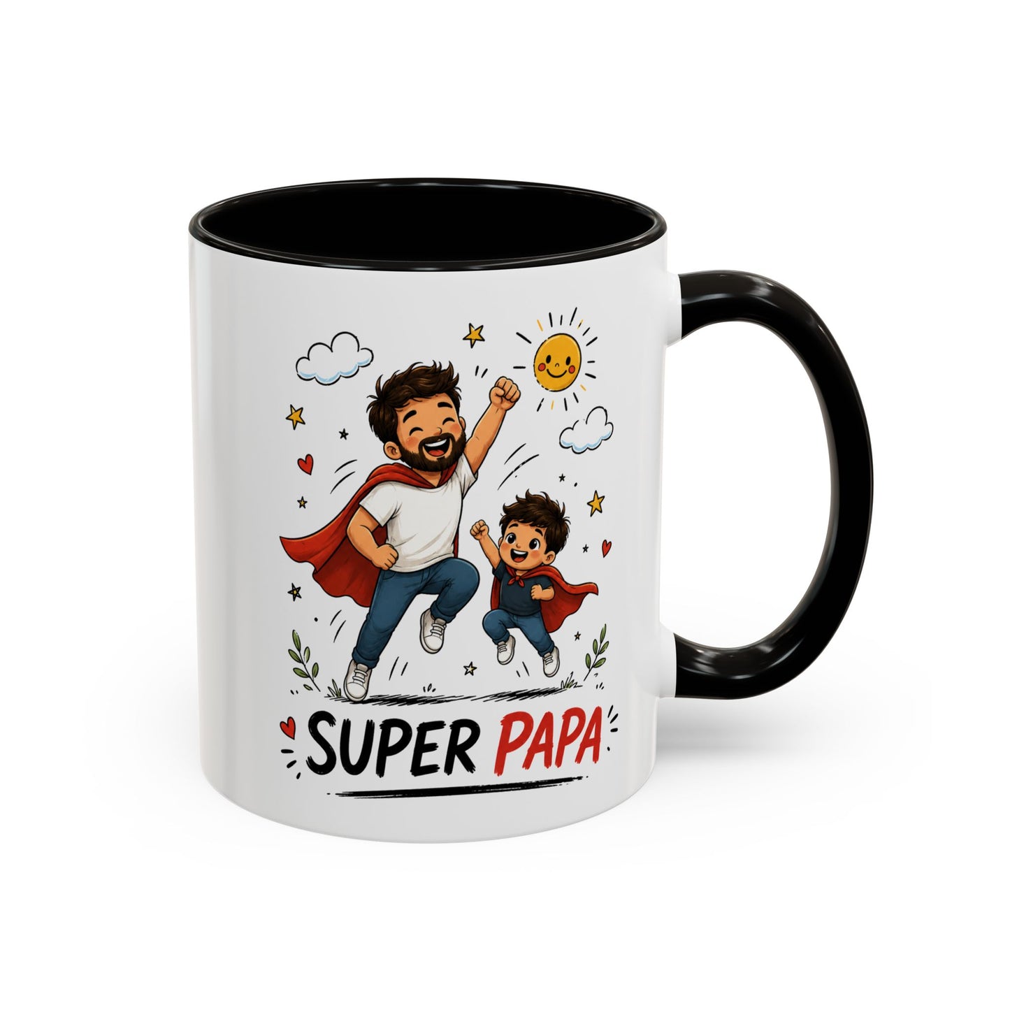 Tasse Super Papa Héros – Mug Père Fils Super Héros – Cadeau Papa Fête Des Pères Anniversaire 325ml