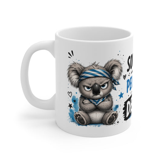 Tasse Sourire Peut Être Demain – Mug Koala Grognon Humour – Cadeau Homme Femme 325ml