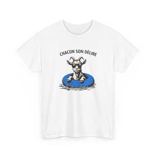 T-Shirt Humour Chèvre Bouée – Tee Shirt Chacun Son Délire – Cadeau Drôle Été Vacances