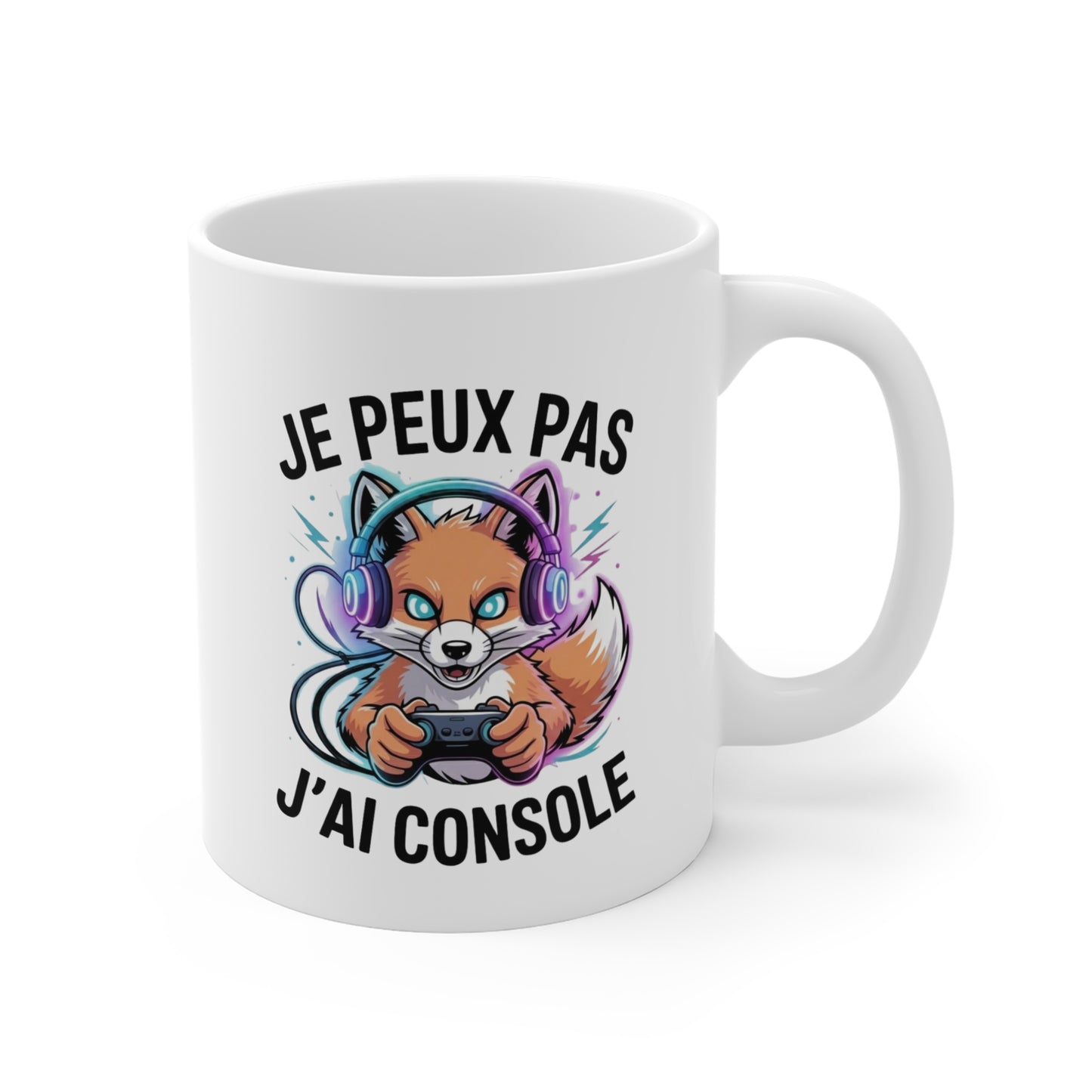 Tasse Gamer Renard – “Je peux pas j’ai console” – Mug Jeu Vidéo Humour Cadeau Geek 325ml