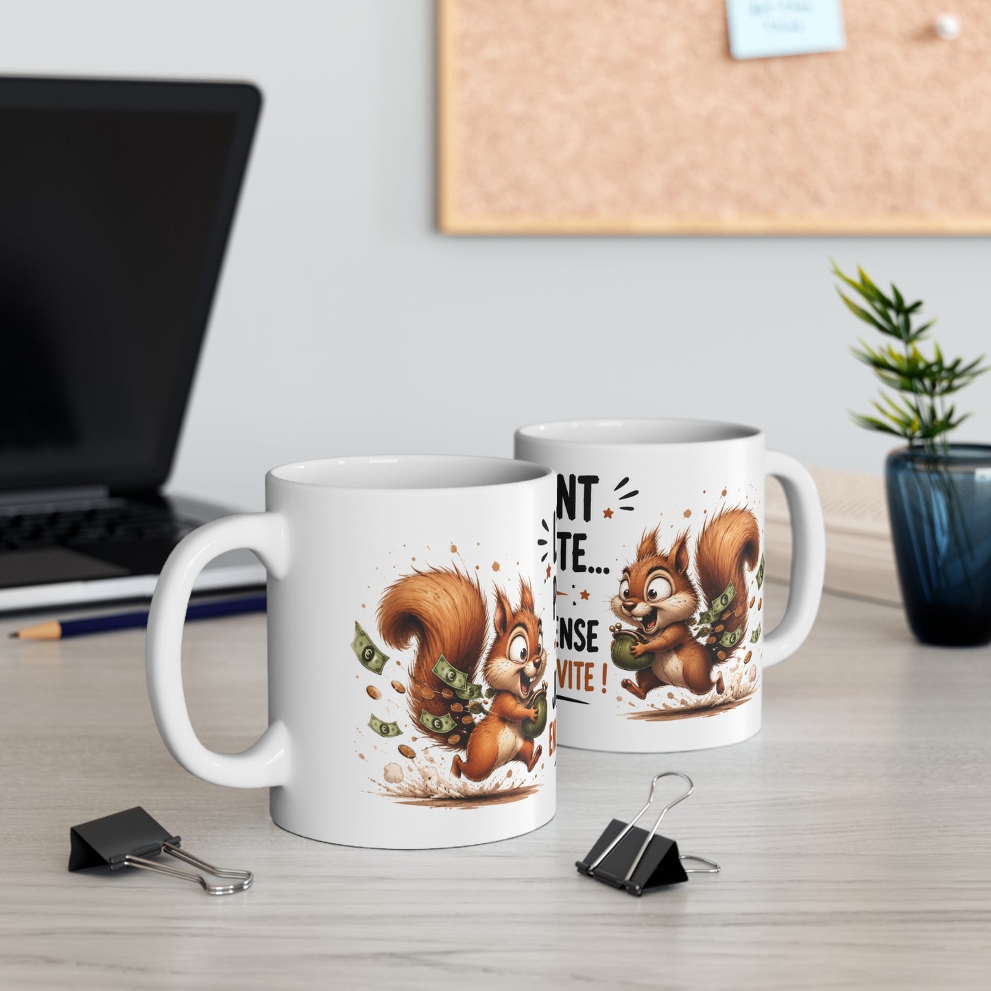 Tasse L’Argent Part Vite Mais Je Le Dépense Encore Plus Vite – Mug Humour Écureuil Argent Dépense Cadeau Drôle 325ml