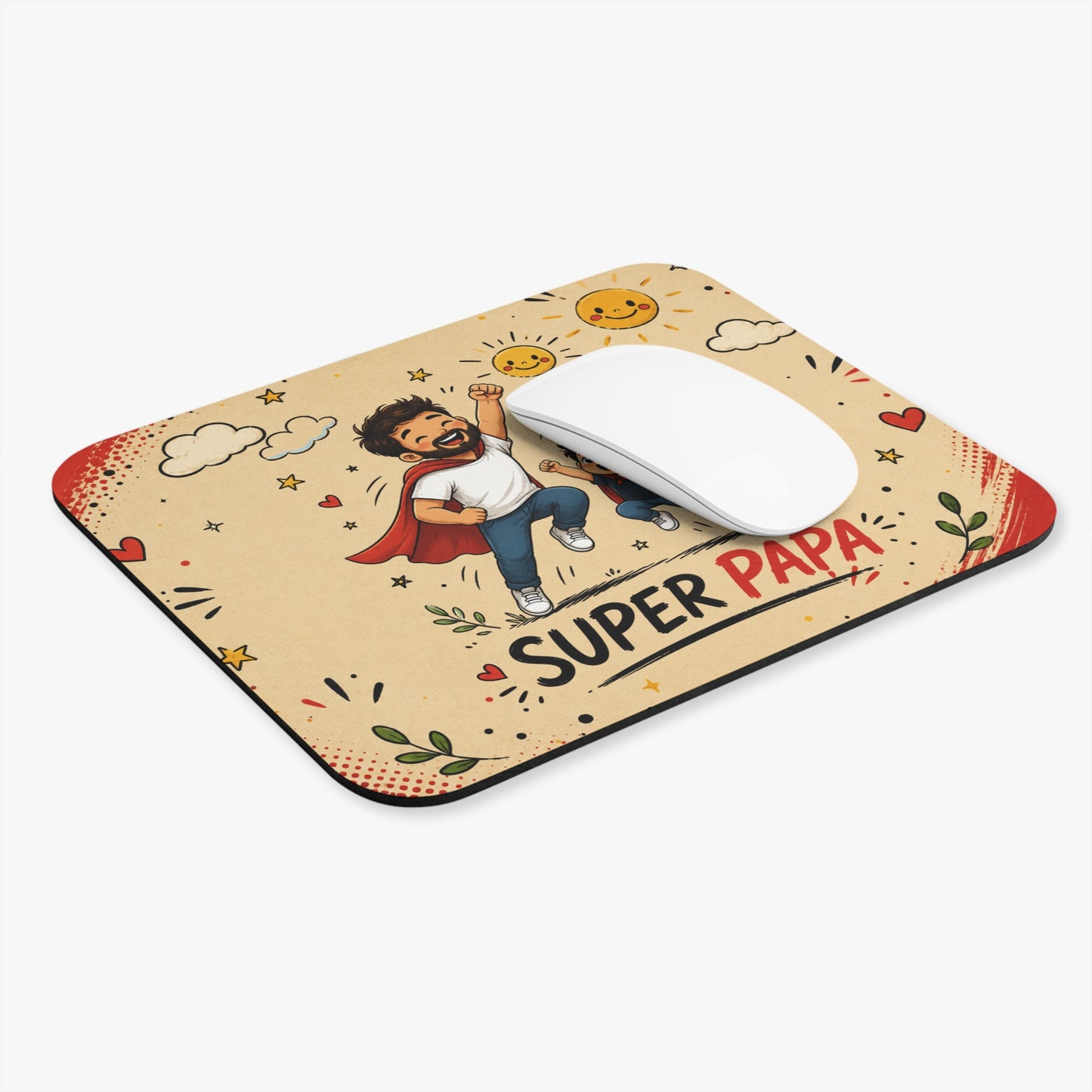Tapis de Souris 22x18cm Super Papa – Papa et Fils Super-Héros – Cadeau Papa Original