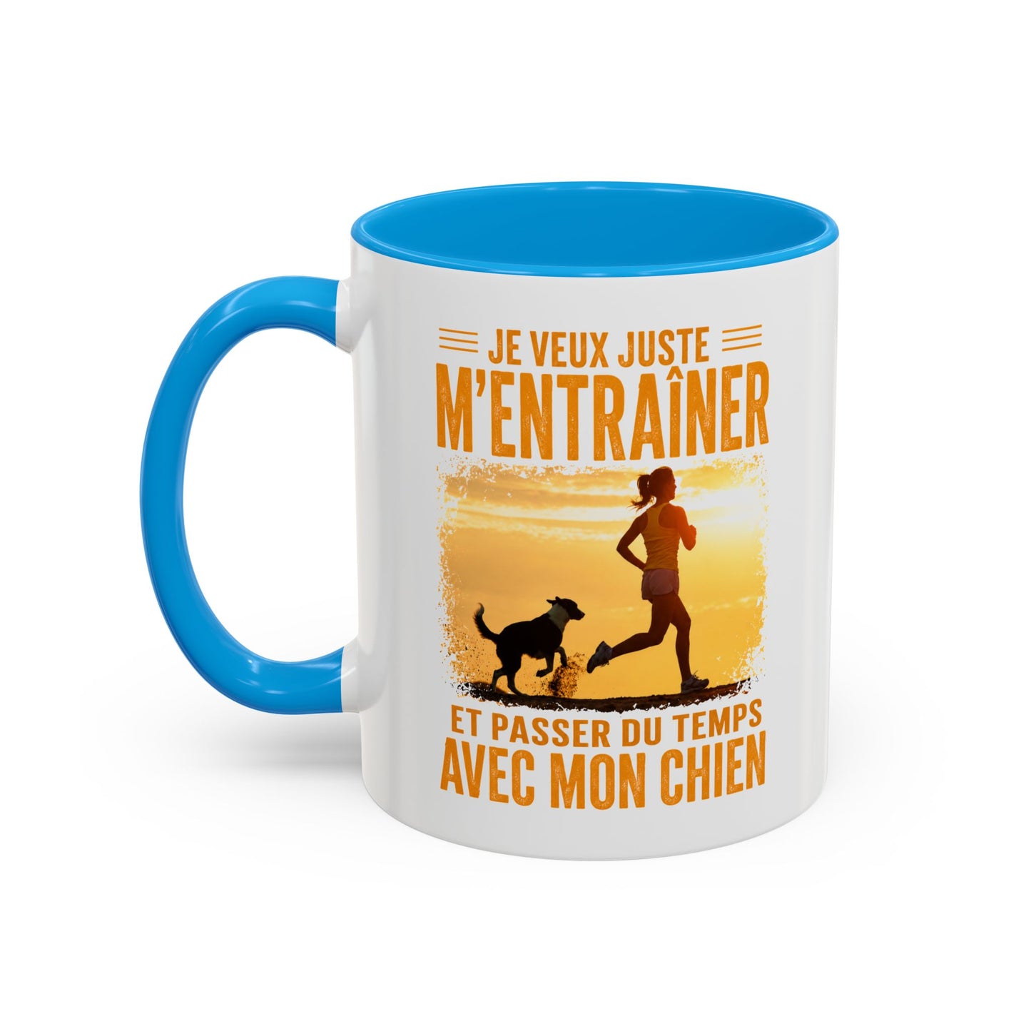 Mug Running Femme avec Chien – Tasse Course à Pied Jogging Sport – Cadeau Coureuse Amoureuse des Chiens Noir Bleu Rouge