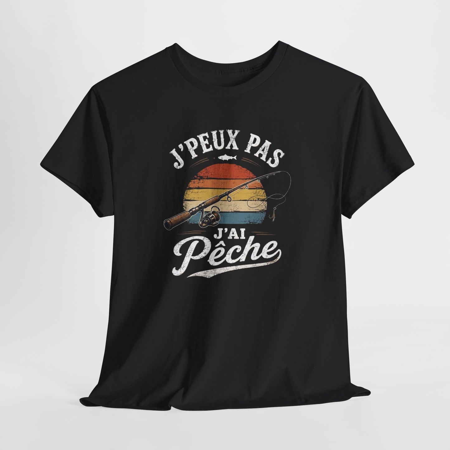 T-Shirt Pêche Humour Homme Femme – J’Peux Pas J’Ai Pêche – Tee Shirt Pêcheur Vintage