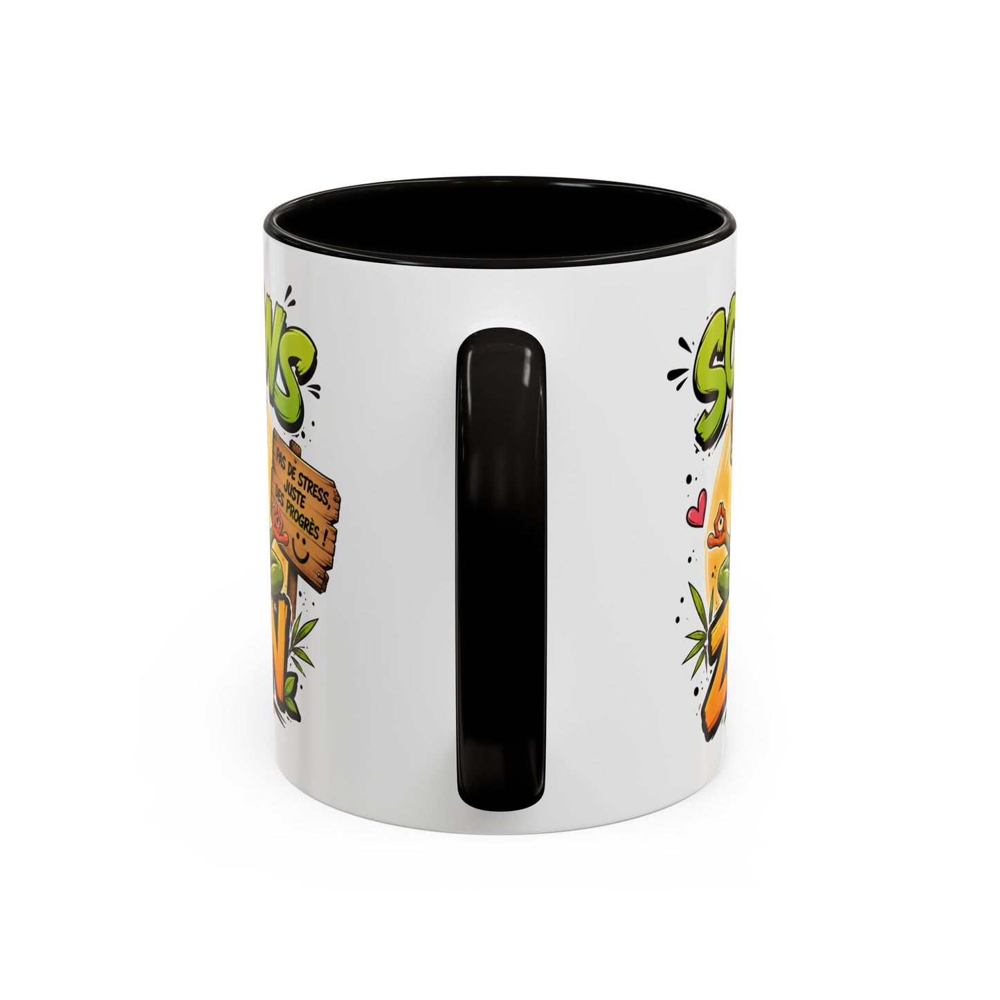 Tasse Soyons Zen – Mug Grenouille Méditation Humour – Cadeau Relaxation Positive 325ml
