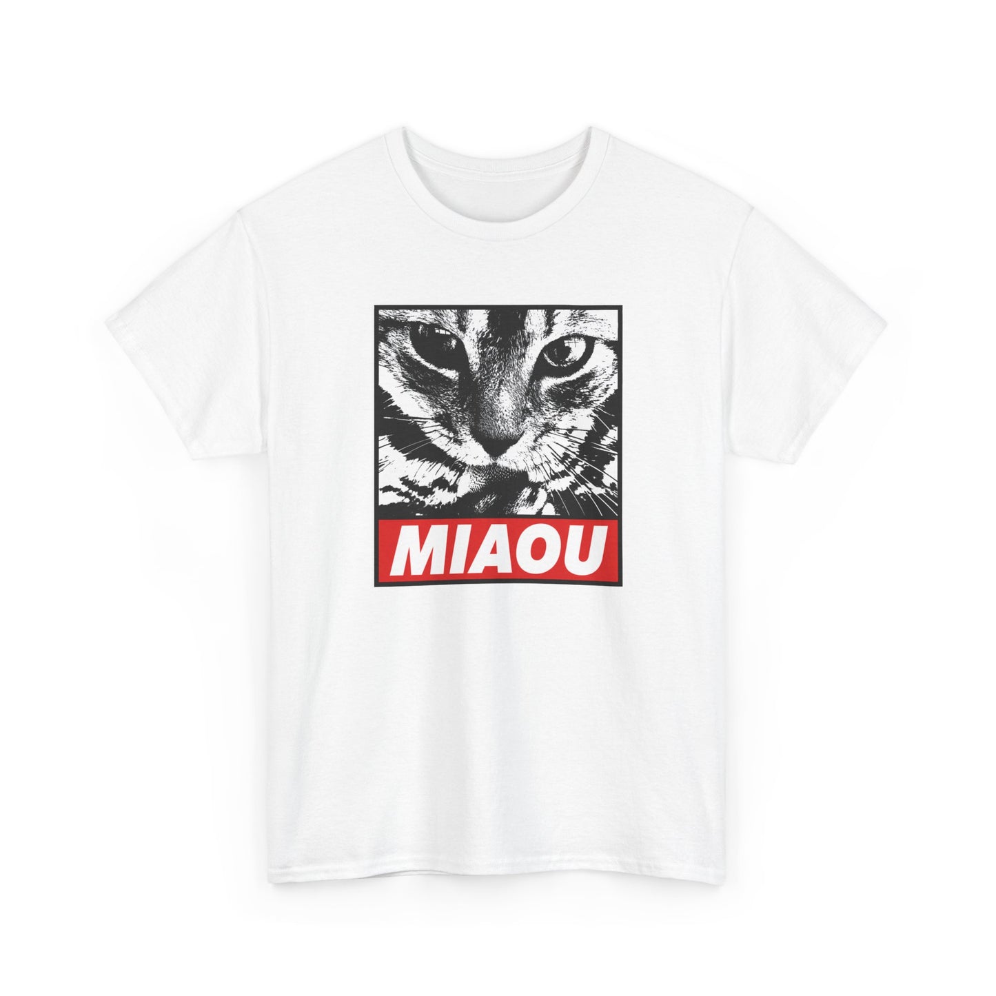 Tee Shirt Chat Homme Femme – Portrait Félin Noir et Blanc – Idée Cadeau Amoureux des Chats Humour Miaou Passion Féline